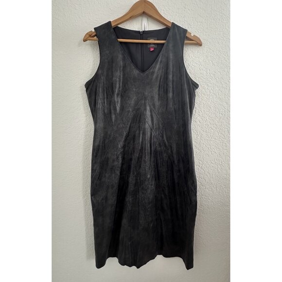 Vince Camuto Dresses & Skirts - Vince Camuto Leather-Like Mini Dress Womens 10 Dark Gray Sleeveless Party Edgy